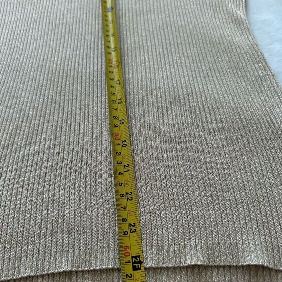 Joseph A Silk Metallic Gold Turtleneck Pullover Sweater Fitted L - Picture 5 of 6